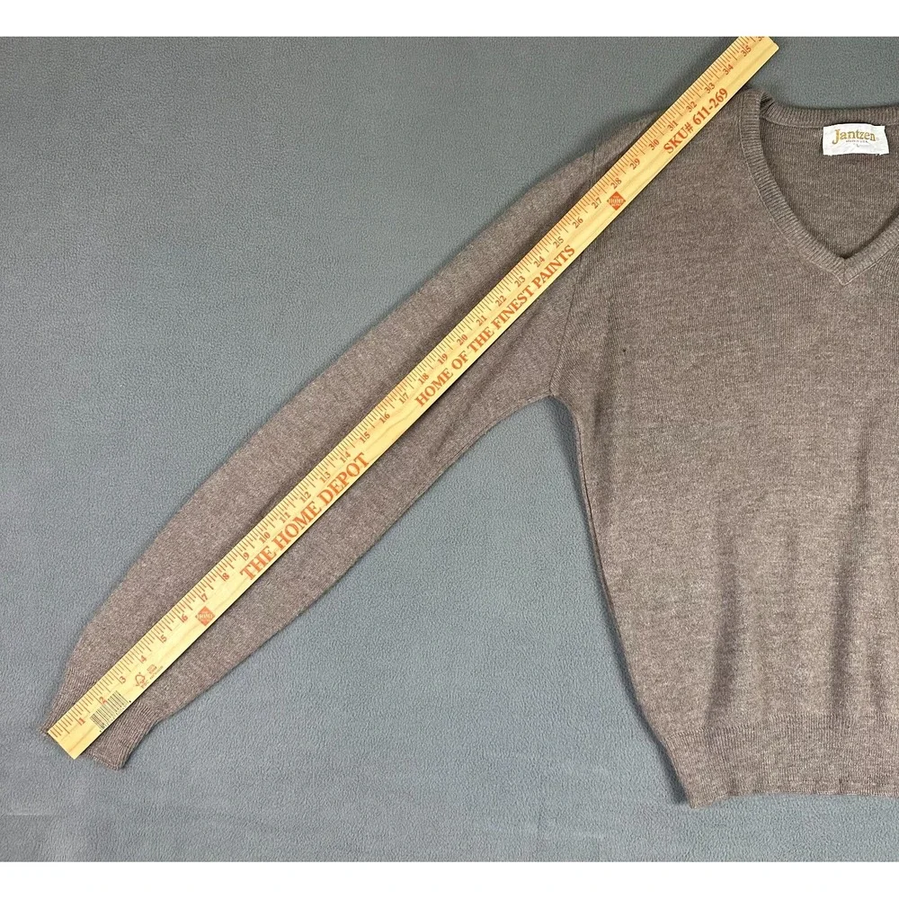 Jantzen Sweater Mens Large‎ Taupe Brown Vintage 80s Knit Eclectic Grandpa USA